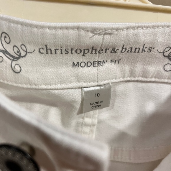 Christopher & Banks Modern Fit White Denim Casual Capris Size 10 Beach Summer - Picture 6 of 6